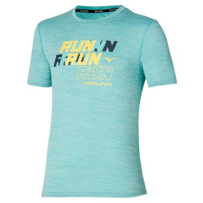 Camisa Mizuno Core Run Tee Hombre - Turquesa Claro - Chile M947DOXSJV
